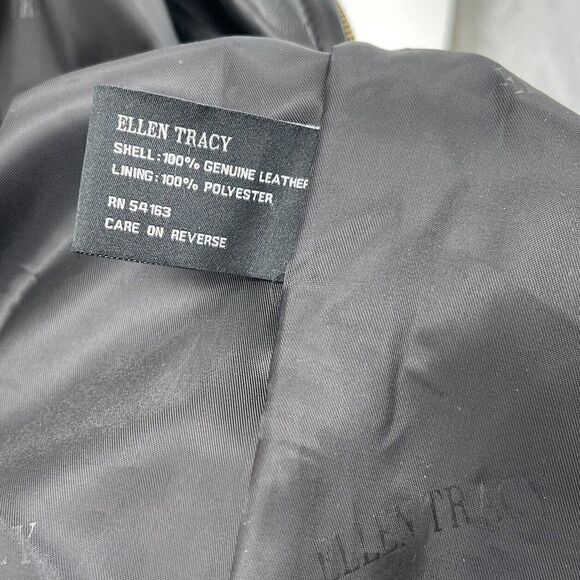 Ellen Tracy Women's Soft Black Leather Jacket Medium Long Full Zip - Picture 5 of 6